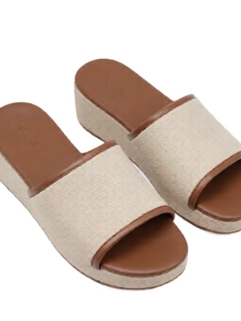 L’agence Tan and Brown Slide Sandals